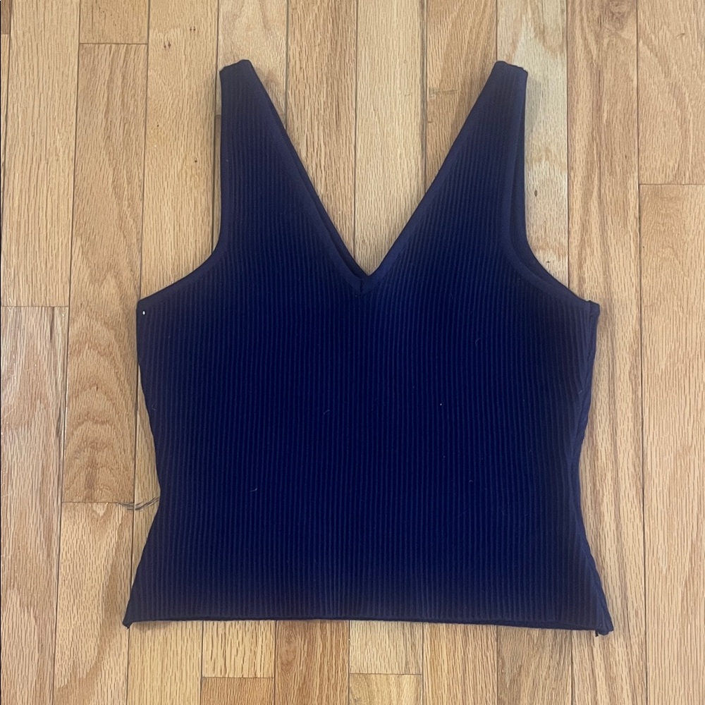 House of Harlow 1960 Navy Ribbed Crop Top